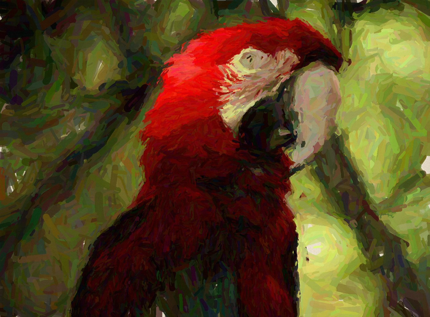 Digital painting of a scarlet macaw parrot